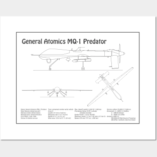 General Atomics MQ-1 Predator - Airplane Blueprint Plans - BD Posters and Art